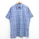 【中古】古着 半袖シャツ メンズ 90年代 90s 大きいサイズ 2L LL ビッグシルエット ゆったり ビッグサイズ オーバーサイズ ロング丈 紺他 ネイビー...