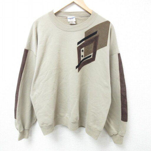 【中古】古着 ジャージーズ 長袖スウェット メンズ 00年代 00s 大きいサイズ 2L LL ビッグシルエット ゆったり ビッグサイズ オーバーサイズ クルーネック 丸首 薄茶 ブラウン XLサイズ 中古 スエット トレーナー トップス | 春夏 春物 春服 秋冬 秋物 秋服 【中古】古着 ジャージーズ 長袖スウェット メンズ 00年代 00s 大きいサイズ 2L LL ビッグシルエット ゆったり ビッグサイズ オーバーサイズ クルーネック 丸首 薄茶 ブラウン XLサイズ 中古 スエット トレーナー トップス | 春夏 春物 春服 秋冬 秋物 秋服