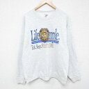 【中古】古着 フルーツオブザルーム 長袖スウェット メンズ 00年代 00s Life is simple クルーネック 丸首 薄グレー 霜降り Lサイズ 中古...