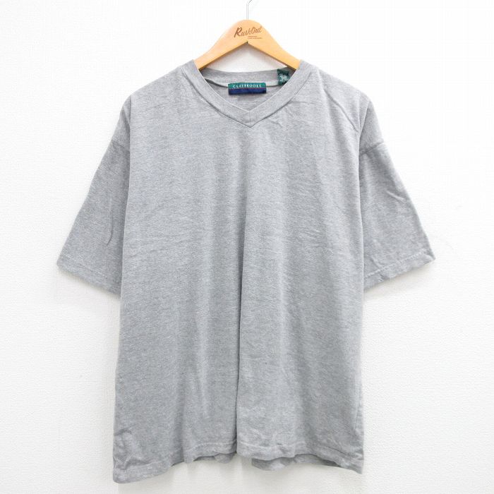 Rakuten - 【中古】古着 00s ヴィンテージTシャツ メンズ XLサイズ グレー 霜降り Vネック 無地 半袖 アメカジ ストリート カジュアル きれいめ レトロ オールド 24may14