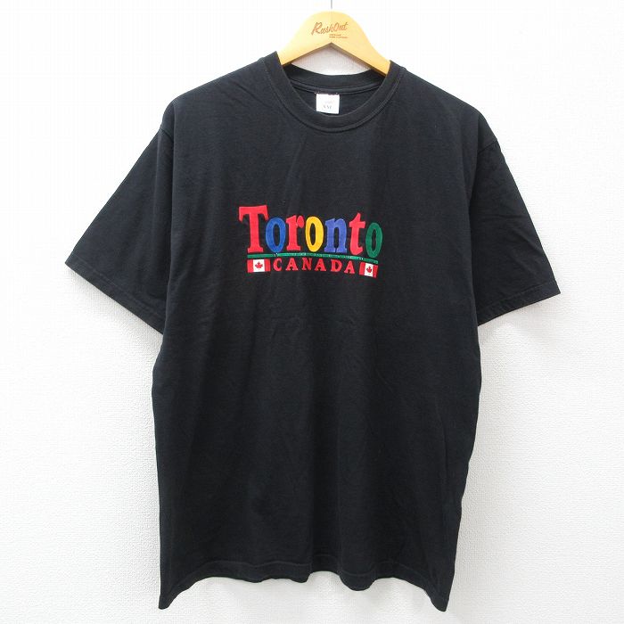 STREET - 【中古】古着 00s ヴィンテージTシャツ メンズ XLサイズ 黒 トロント プリント コットン クルーネック アメカジ ストリート カジュアル きれいめ レトロ オールド 24may14 5OF