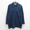 【中古】古着 ディッキーズ Dickies 長袖 ワークシャツ メンズ 00年代 00s ロング丈 紺 ネイビー XLサイズ 中古 トップス | 春夏 春物 春服 秋冬 秋物 秋服 カジュアルシャツ メンズファッション 長袖シャツ おしゃれ カジュアル 5OF(4)