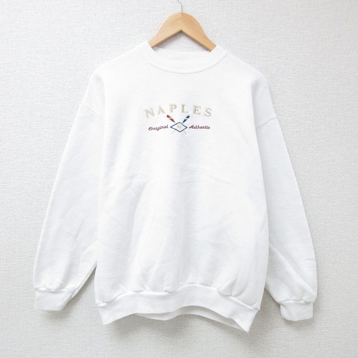 Rakuten - 【中古】古着 TULTEX 90s 長袖スウェット トレーナー メンズ XLサイズ ホワイト 刺繍 ナポリ クルーネック 90年代 アメカジ ストリート カジュアル 24may17