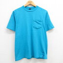 【中古】古着 ランズエンド 半袖 ビンテージ ヴィンテージTシャツ レディース 90年代 90s 無地 胸ポケット付き コットン クルーネック 丸首 USA製 ...