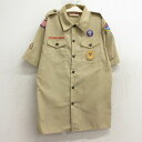 【中古】古着 半袖 ボーイスカウトシャツ キッズ ボーイズ 子供服 90年代 90s ワッペン ベージュ カーキ | 春夏 春物 春服 秋冬 秋物 秋服 女の子...
