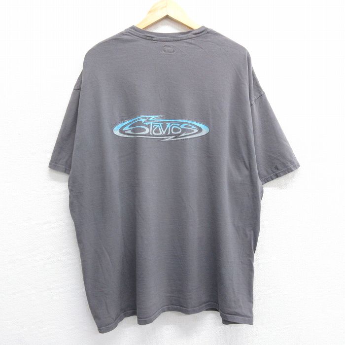 【中古】古着 半袖Tシャツ メンズ Stavros サーフボード 大きいサイズ 2L LL ビッグシルエット ゆったり ビッグサイズ オーバーサイズ コットン クルーネック 丸首 濃グレー XLサイズ 中古 | 春夏 夏物 夏服 メンズファッション カットソー ティーシャツ ティシャツ メ