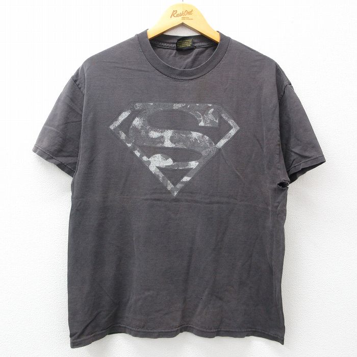 古着 半袖 ビンテージ ヴィンテージTシャツ メンズ 00年代 00s DCコミックス スーパーマン クルーネック 丸首 黒 ブラック Lサイズ 中古 551180