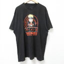 【中古】古着 半袖Tシャツ メンズ アニメ NARUTO ナルト疾風伝 大きいサイズ 2L LL ビッグシルエット ゆったり ビッグサイズ オーバーサイズ クルーネック 丸首 黒 ブラック 【spe】 XLサイズ 中古 中古メンズ半袖プリントキャラクター 5OF