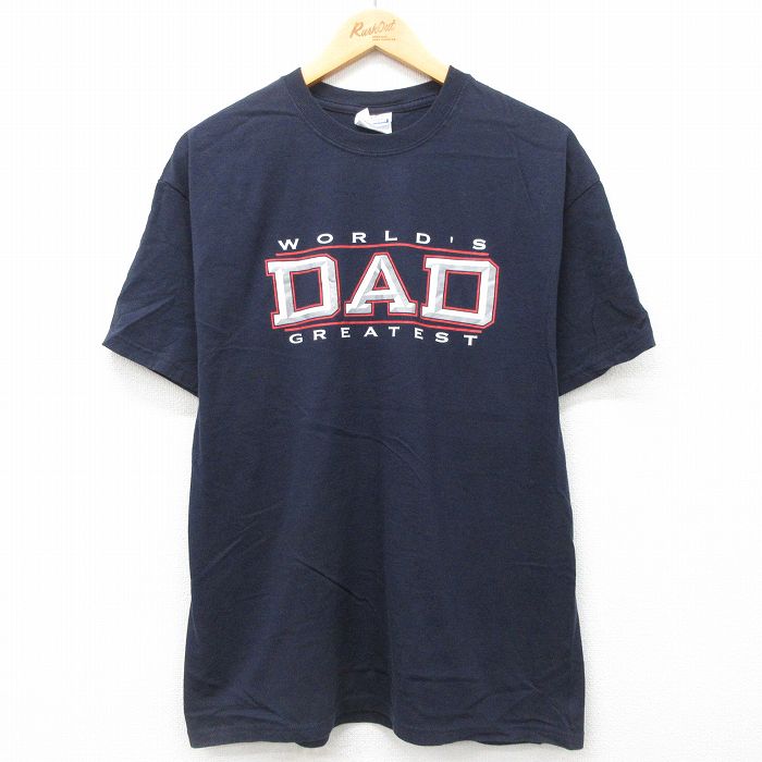 【中古】古着 ヘインズ Hanes 半袖 ビンテージ ヴィンテージTシャツ メンズ 00年代 00s DAD コットン クルーネック 丸首 紺 ネイビー Lサイズ 中古 | 春夏 夏物 夏服 ヴィンテージTシャツ メンズファッション カットソー ティーシャツ ティシャツ メンズTシャ 5OF