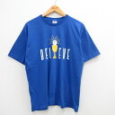 【中古】古着 半袖 ビンテージ ヴィンテージTシャツ メンズ 00年代 00s BELEVE コットン クルーネック 丸首 USA製 アメリカ製 青 ブルー Lサイズ 中古 | 春夏 夏物 夏服 ヴィンテージTシャツ メンズファッション カットソー ティーシャツ ティシャツ メンズT