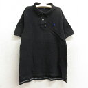 【中古】古着 ラルフローレン Ralph Lauren 半袖 ブランド ポロシャツ キッズ ボーイズ 子供服 ワンポイントロゴ コットン 鹿の子 黒 ブラック ...