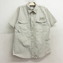 【中古】古着 コロンビア COLUMBIA 半袖 フィッシングシャツ キッズ ボーイズ 子供服 00年代 00s コットン 薄ベージュ カーキ 内側メッシュ | 春夏 春物 春服 秋冬 秋物 秋服 女の子 子ども服 こども服 カジュアル ファッション おしゃれ かわいい