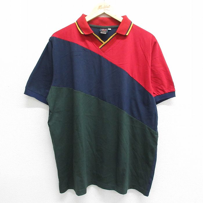 【中古】古着 タコベル 半袖 トップス メンズ 00年代 00s CHAMPS マルチカラー 襟付き 濃緑他 グリーン..