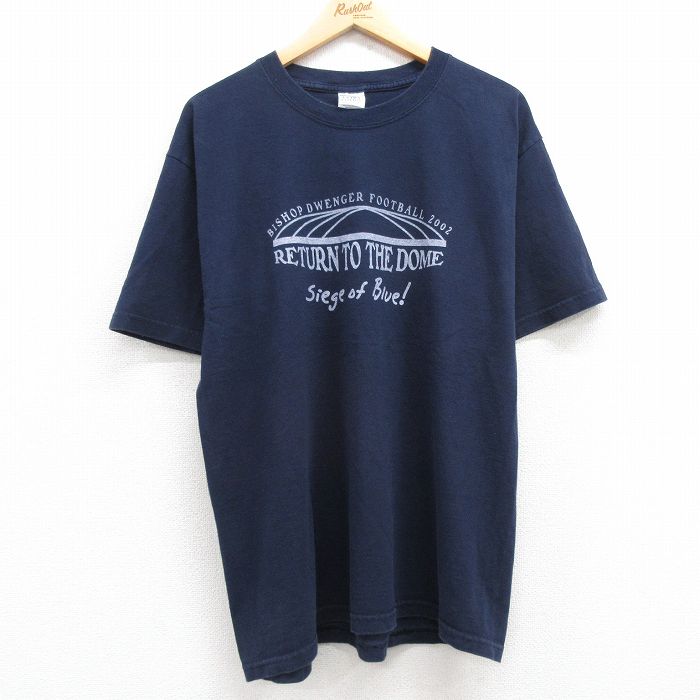 乐天商城 - 【中古】古着 半袖 ビンテージ ヴィンテージTシャツ メンズ 00年代 00s フットボール コットン クルーネック 丸首 紺 ネイビー Lサイズ 中古 | 春夏 夏物 夏服 ヴィンテージTシャツ メンズファッション カットソー ティーシャツ ティシャツ メンズTシャツ 半