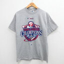 【中古】古着 半袖 ビンテージ ヴィンテージTシャツ メンズ 00年代 00s MLB フィラデルフィアフィリーズ ワールドシリーズ クルーネック 丸首 グレー...