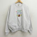 【中古】古着 ジャージーズ 長袖スウェット レディース 00年代 00s クマ テディベア 花 刺繍 大きいサイズ 2L LL ビッグシルエット ゆったり ビッ...