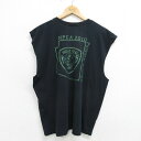 【中古】古着 ノースリーブTシャツ メンズ オオカミ ポリス 大きいサイズ 2L LL ビッグシルエット ゆったり ビッグサイズ オーバーサイズ コットン クル...