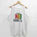 【中古】古着 ビンテージ ヴィンテージ タンクトップ メンズ 90年代 90s ジャマイカ NO PROBLEM クルーネック 丸首 薄グレー 霜降り XLサイ...