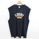 【中古】古着 ラッキーブランド Lucky Brand ノースリーブTシャツ メンズ 90年代 90s ビッグロゴ クローバー 大きいサイズ 2L LL ビッグ...