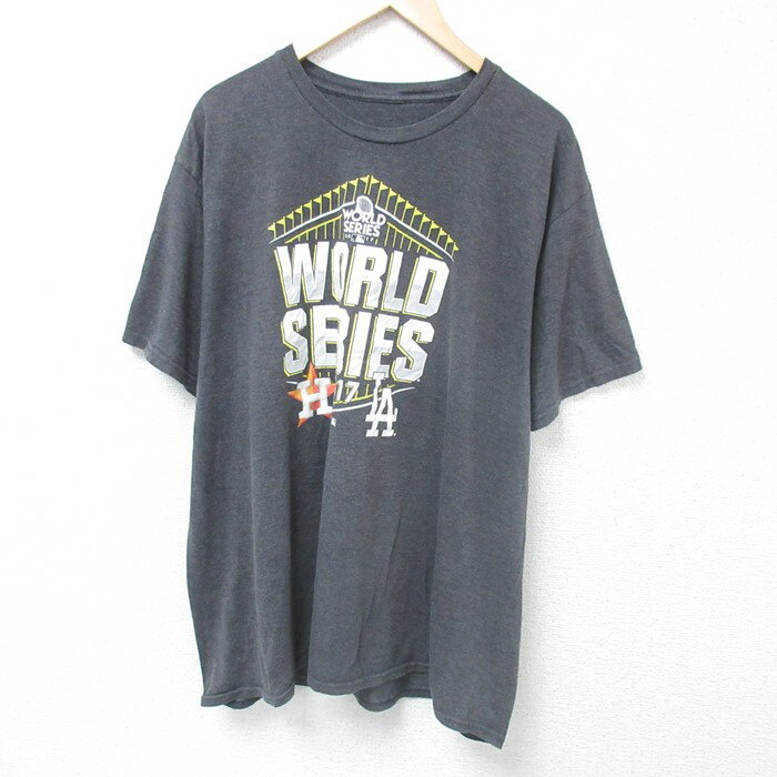 Rakuten - 【中古】古着 MLB ロサンゼルスドジャース ワールドシリーズTシャツ メンズ XLサイズ 濃グレー 霜降り ベースボール 野球 クルーネック アメカジ ストリート カジュアル 24jun01