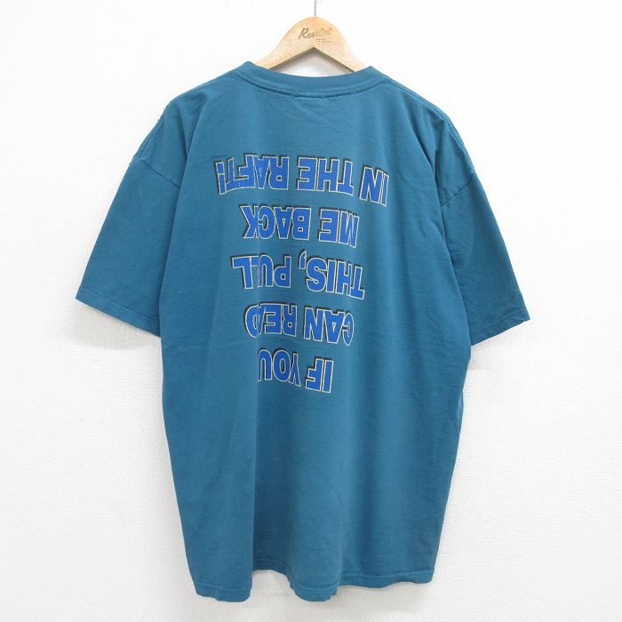 乐天商城 - 【中古】古着 90s 半袖Tシャツ メンズ ライトブルー XLサイズ カヤック プリント ヴィンテージ アメカジ ストリート カジュアル きれいめ ヴィンテージ レトロ オールド 5OF