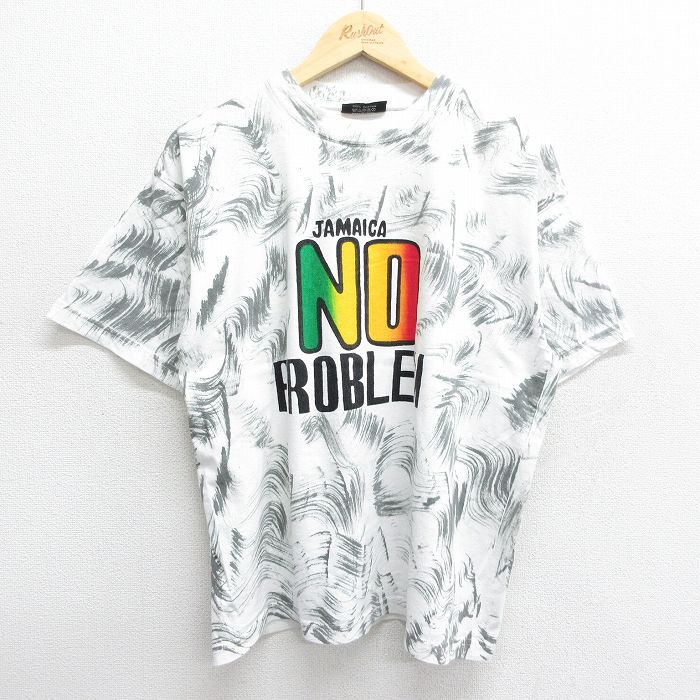 Rakuten - 【中古】古着 00s ヴィンテージTシャツ メンズ XLサイズ ジャマイカ コットン クルーネック 白 半袖 アメカジ ストリート カジュアル きれいめ レトロ オールド 24jun04