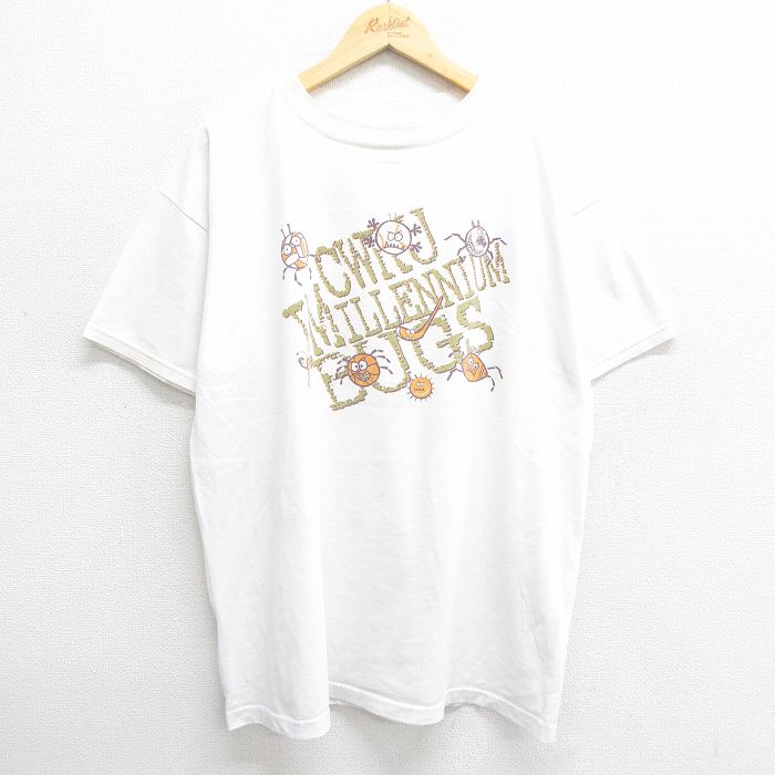 【中古】古着 フルーツオブザルーム 半袖 ビンテージ ヴィンテージTシャツ メンズ 00年代 00s BUGS ボール CWRU 大きいサイズ 2L LL ビッグシルエット ゆったり ビッグサイズ オーバーサイズ クルーネック 丸首 白 ホワイト XLサイズ 中古 | 春夏 夏物 夏服