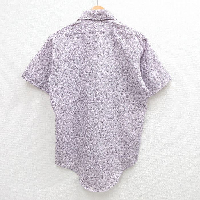 【中古】古着 半袖シャツ メンズ 70年代 70s 紫他 パープル Lサイズ 中古 トップス | 春夏 春物 春服 夏物 夏服 カジュアルシャツ メンズファッション 半袖シャツ おしゃれ カジュアル
