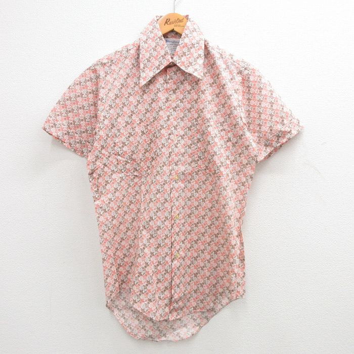 乐天商城 - 【中古】古着 半袖シャツ メンズ 70年代 70s 茶他 ブラウン Sサイズ 小さいサイズ 中古 トップス | 春夏 春物 春服 夏物 夏服 カジュアルシャツ メンズファッション 半袖シャツ おしゃれ カジュアル