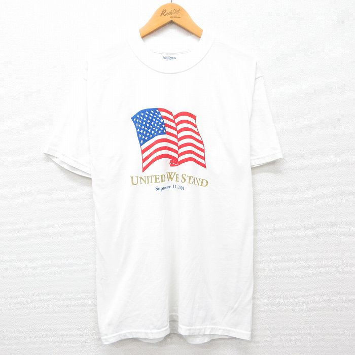 【中古】古着 00s ヴィンテージTシャツ メンズ Lサイズ 星条旗 白 クルーネック 半袖 アメカジ ストリート カジュアル きれいめ レトロ オールド 24jun05 5OF rushout-10656523 古着屋RushOut パッケージ画像