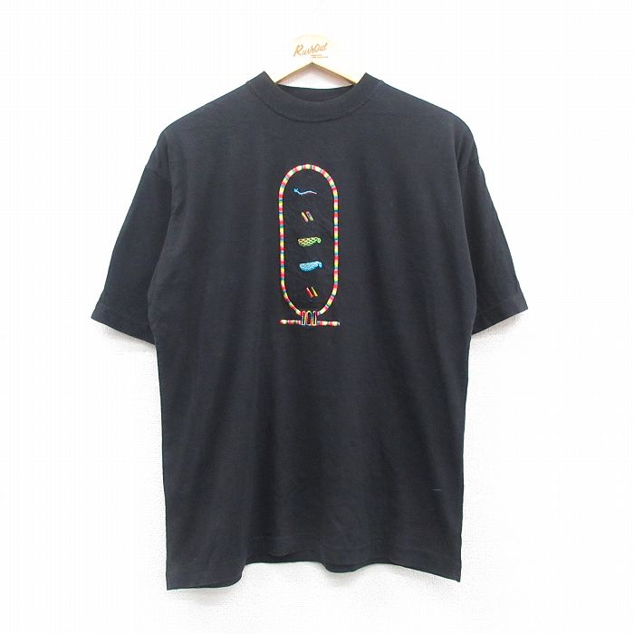 Other - 【中古】古着 00s ヴィンテージTシャツ メンズ Lサイズ 黒 刺繍 クルーネック コットン アメカジ ストリート カジュアル きれいめ レトロ オールド 24jun06 5OF