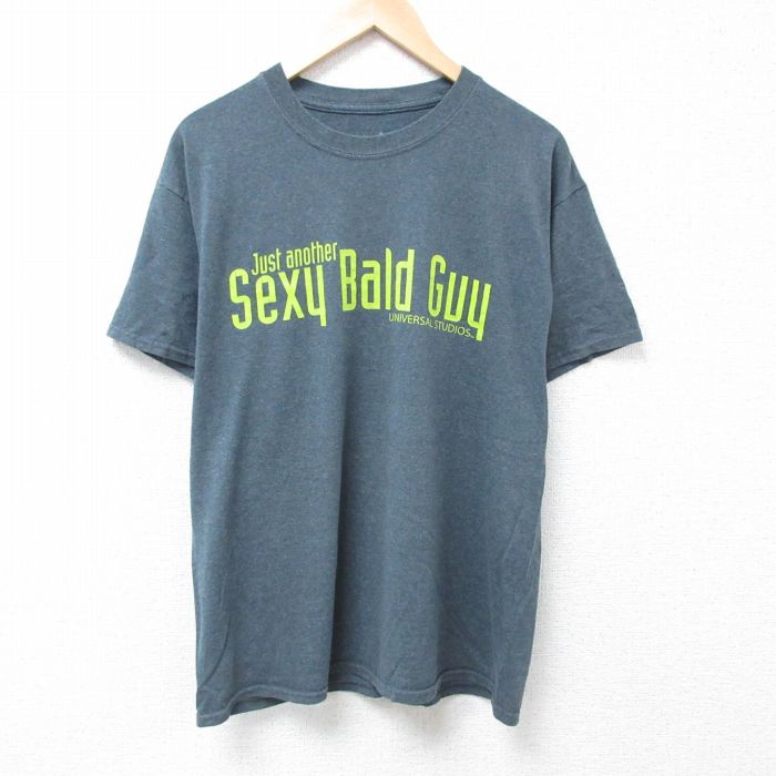乐天商城 - 【中古】古着 半袖Tシャツ メンズ ユニバーサルスタジオ クルーネック 丸首 グレー 霜降り XLサイズ 中古 中古メンズ半袖プリントキャラクター