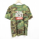 【中古】古着 半袖Tシャツ メンズ BEST クルーネック 丸首 緑他 グリーン 迷彩 Lサイズ 中古 中古メンズ半袖プリントキャラクター 5OF