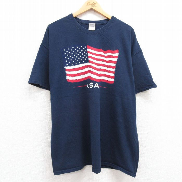 Rakuten - 【中古】古着 00s 半袖Tシャツ メンズ 星条旗 ネイビー XLサイズ アメカジ ストリート カジュアル きれいめ ヴィンテージ レトロ オールド