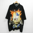【中古】古着 半袖シャツ メンズ 00年代 00s ダンス ヒップホップ 大きいサイズ 2L LL ビッグシルエット ゆったり ビッグサイズ オーバーサイズ ロ...