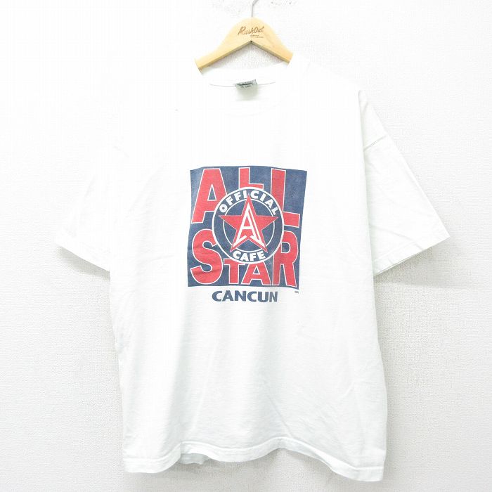 乐天商城 - 【中古】古着 半袖 ビンテージ ヴィンテージTシャツ メンズ 90年代 90s カンクン 大きいサイズ 2L LL ビッグシルエット ゆったり ビッグサイズ オーバーサイズ コットン 白 ホワイト 【spe】 XLサイズ 中古 | 春夏 夏物 夏服 ヴィンテージTシャツ メンズファ