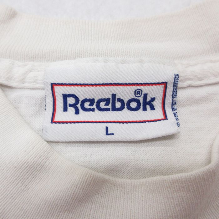 【中古】古着 リーボック REEBOK 半袖 ビンテージ ヴィンテージTシャツ メンズ 00年代 00s バスケットボール コットン クルーネック 丸首 白 ホワイト Lサイズ 中古 | 春夏 夏物 夏服 ヴィンテージTシャツ メンズファッション カットソー ティーシャツ ティシ 5OF