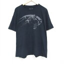 【中古】古着 半袖Tシャツ メンズ マーベル ブラックパンサー 大きいサイズ 2L LL ビッグシルエット ゆったり ビッグサイズ オーバーサイズ コットン クルーネック 丸首 黒 ブラック XLサイズ 中古 中古メンズ半袖プリントキャラクター