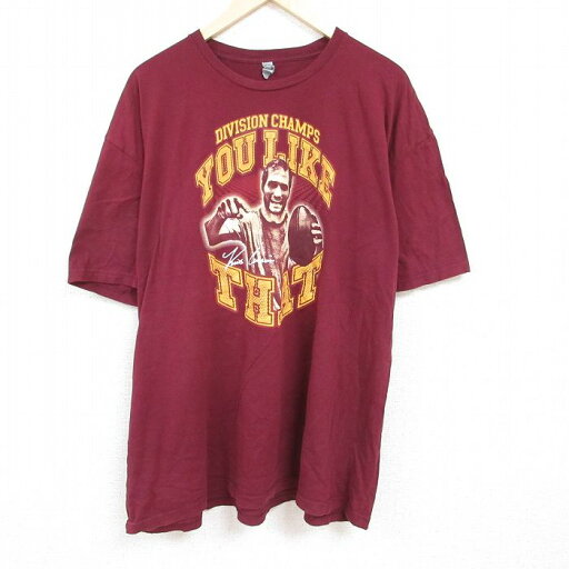 【中古】古着 半袖Tシャツ メンズ フットボール 大きいサイズ 2L LL ビッグシルエット ゆったり ビッグサイズ オーバーサイズ ロング丈 コットン クルーネック 丸首 エンジ XLサイズ 中古 中古メンズ半袖プリントキャラクター 【中古】古着 半袖Tシャツ メンズ フットボール 大きいサイズ 2L LL ビッグシルエット ゆったり ビッグサイズ オーバーサイズ ロング丈 コットン クルーネック 丸首 エンジ XLサイズ 中古 中古メンズ半袖プリントキャラクター