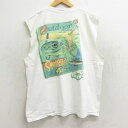 【中古】古着 ビンテージ ヴィンテージ ノースリーブTシャツ メンズ 90年代 90s カエル カメ アメンボ 大きいサイズ 2L LL ビッグシルエット ゆっ...