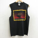 【中古】古着 フルーツオブザルーム ビンテージ ヴィンテージ ノースリーブTシャツ メンズ 00年代 00s 騎士 クルーネック 丸首 黒 ブラック Mサイズ ...