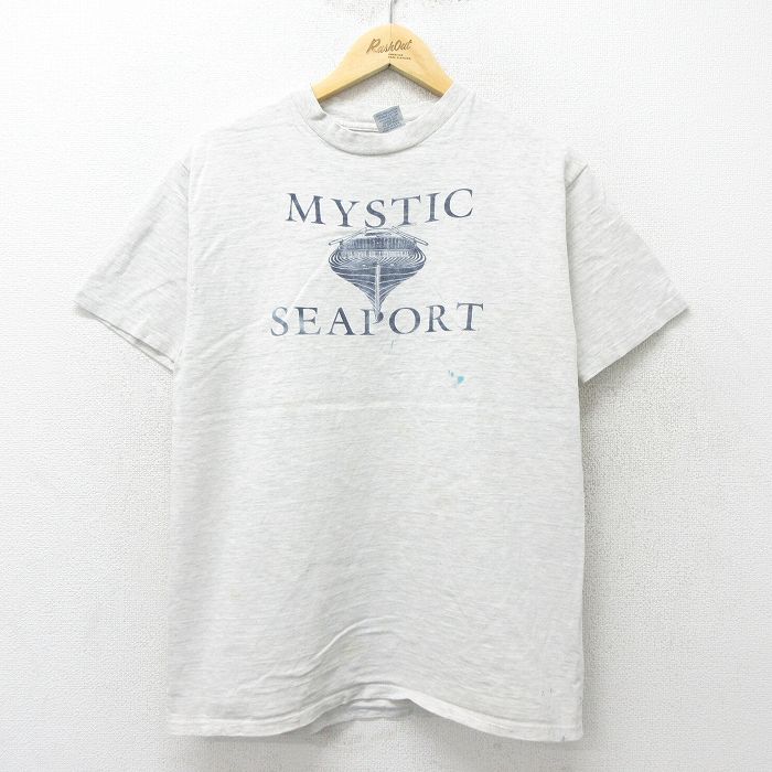 乐天商城 - 【中古】古着 半袖 ビンテージ ヴィンテージTシャツ メンズ 90年代 90s ポート コットン クルーネック 丸首 USA製 アメリカ製 薄グレー 霜降り Mサイズ 中古 | 春夏 夏物 夏服 ヴィンテージTシャツ メンズファッション カットソー ティーシャツ ティシャツ メ