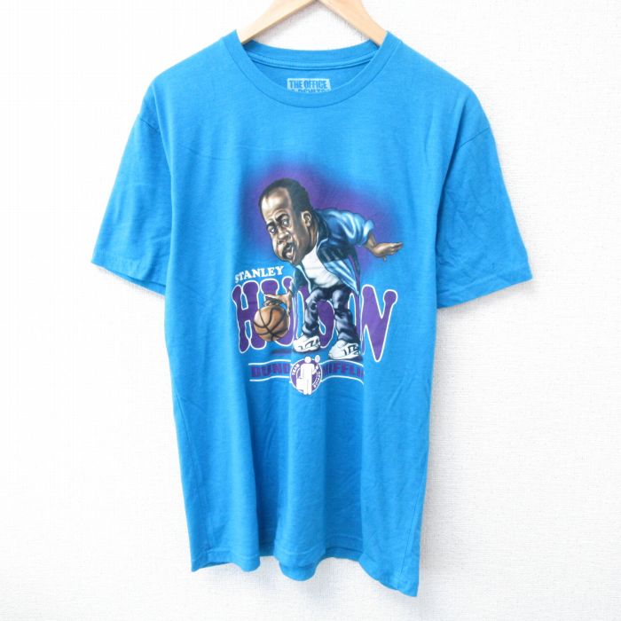 【中古】古着 半袖Tシャツ メンズ オフィス スタンリーハドソン クルーネック 丸首 青 ブルー Lサイズ 中古 中古メンズ半袖プリントキャラクター 5OF