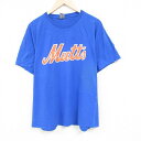 【中古】古着 半袖Tシャツ メンズ Mutts 7 星条旗 大きいサイズ 2L LL ビッグシルエット ゆったり ビッグサイズ オーバーサイズ コットン クルーネック 丸首 青 ブルー XLサイズ 中古 中古メンズ半袖プリントキャラクター