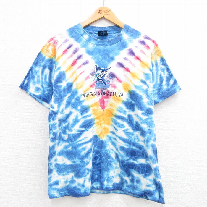 【中古】古着 半袖 ビンテージ ヴィンテージTシャツ メンズ 00年代 00s バージニアビーチ カジキ 刺繍 ..