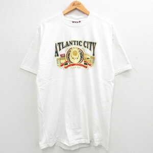 【中古】古着 半袖 ビンテージ ヴィンテージTシャツ メンズ 00年代 00s ニュージャージー アトランティックシティ コットン クルーネック 丸首 白 ホワイト XLサイズ 中古 | 春夏 夏物 夏服 ヴィンテージTシャツ メンズファッション カットソー ティーシャツ