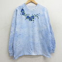 【中古】古着 長袖 ビンテージ ヴィンテージTシャツ レディース 90年代 90s 花 クルーネック 丸首 薄紺他 ネイビー 中古 | 春夏 春物 春服 秋冬 ...