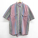 【中古】古着 Pier Connection 半袖シャツ メンズ 90年代 90s コットン ボタンダウン 紺他 ネイビー Lサイズ 中古 トップス | 春夏 春物 春服 夏物 夏服 カジュアルシャツ メンズファッション 半袖シャツ おしゃれ カジュアル 5OF(4)