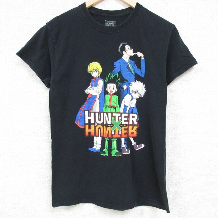 【中古】古着 半袖Tシャツ メンズ アニメ ハンターハンター ゴン キルア コットン クルーネック 丸首 黒 ブラック 【spe】 Sサイズ 小さいサイズ 中古 中古メンズ半袖プリントキャラクターのサムネイル