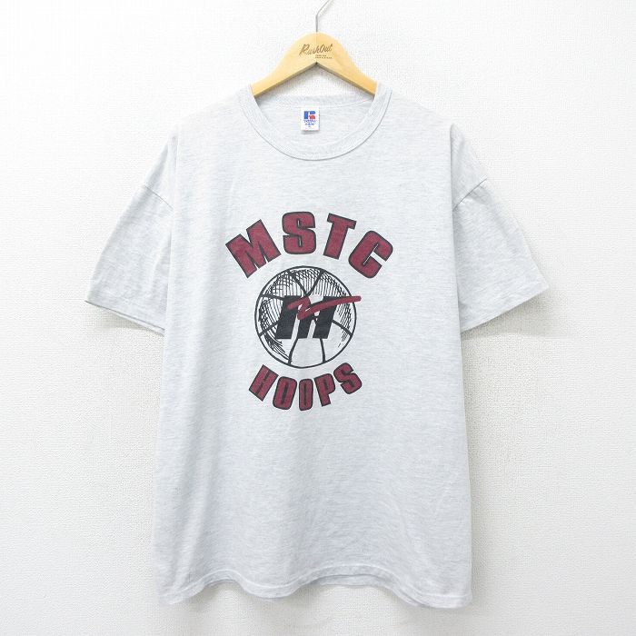乐天商城 - 【中古】古着 ラッセル 半袖 ビンテージ ヴィンテージTシャツ メンズ 00年代 00s MSTC 大きいサイズ 2L LL ビッグシルエット ゆったり ビッグサイズ オーバーサイズ クルーネック 丸首 USA製 アメリカ製 薄グレー 霜降り XLサイズ 中古 | 春夏 夏物 夏服 ヴィ